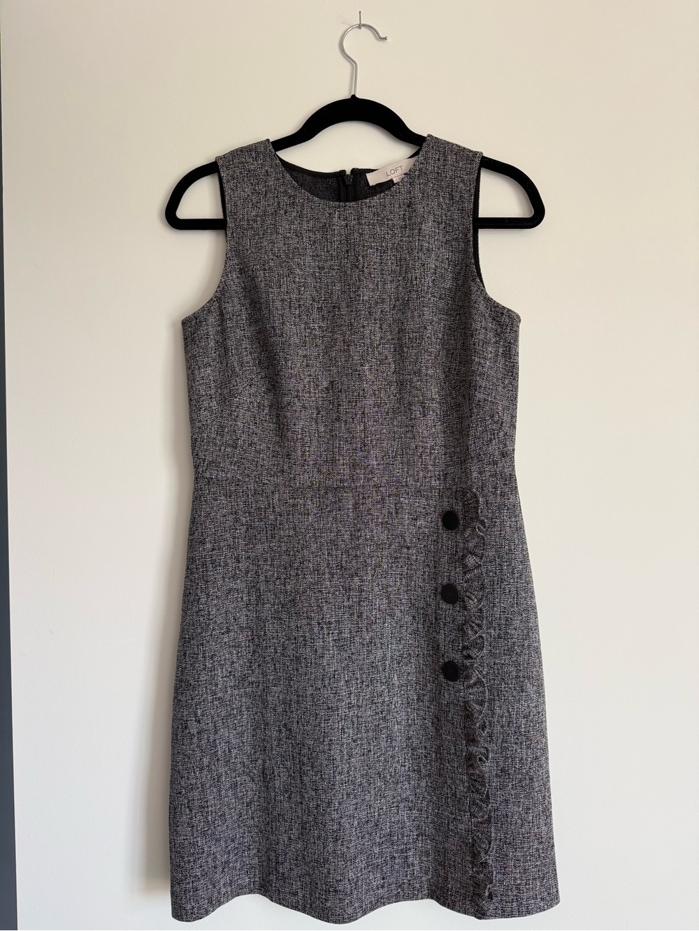 NWT Classic Sleeveless Gray Tweed Dress by LOFT